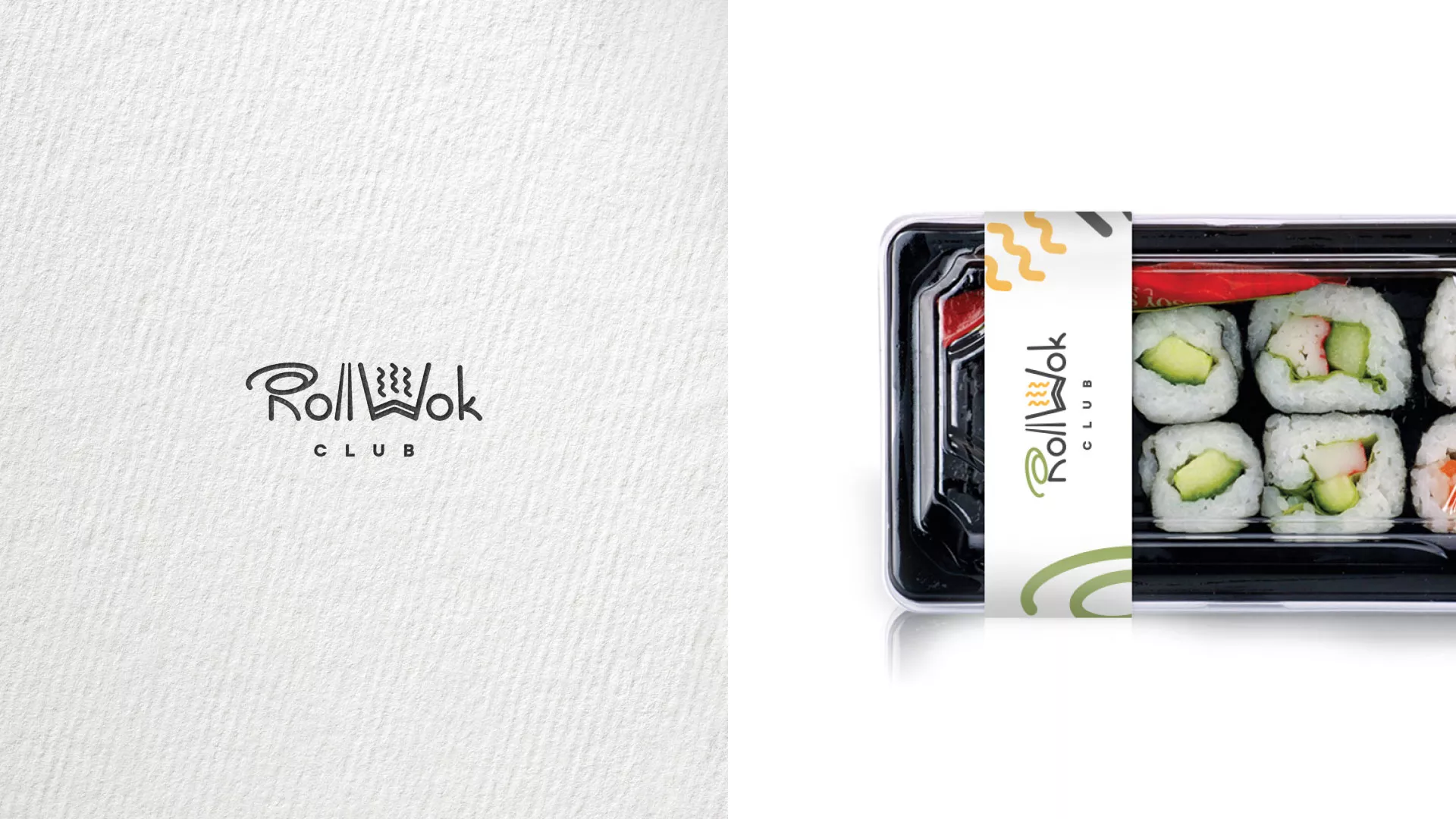Разработка наклеек для суши-бара «Roll Wok Club» в Барабинске